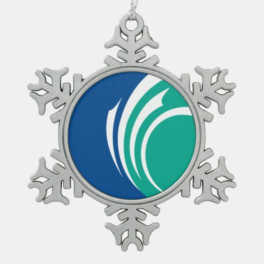 Pewter Snowflake Ornament with Ottawa Flag スノーフレークピューターオーナメント (正面)