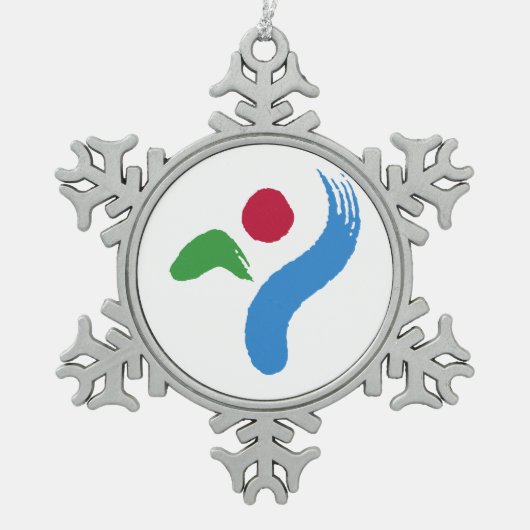 Pewter Snowflake Ornament with Seoul Flag スノーフレークピューターオーナメント (正面)