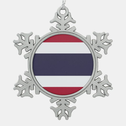 Pewter Snowflake Ornament with Thailand Flag スノーフレークピューターオーナメント (正面)