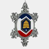 Pewter Snowflake Ornament with Utah Flag スノーフレークピューターオーナメント (左)