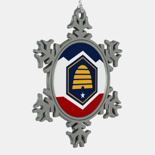 Pewter Snowflake Ornament with Utah Flag スノーフレークピューターオーナメント (左)