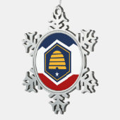 Pewter Snowflake Ornament with Utah Flag スノーフレークピューターオーナメント (右)