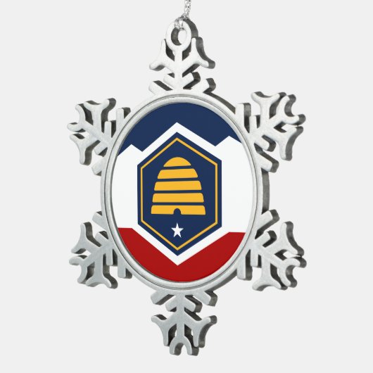 Pewter Snowflake Ornament with Utah Flag スノーフレークピューターオーナメント (右)