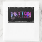 Peyton - The Name Peyton in 3D Lights (Photograph) 長方形シール (バッグ)