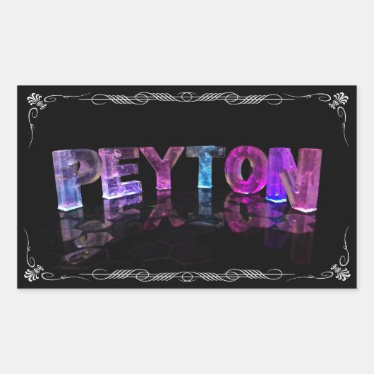 Peyton - The Name Peyton in 3D Lights (Photograph) 長方形シール (正面)