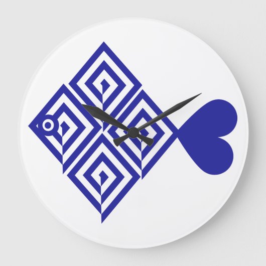 Pez azul abstracto ラージ壁時計 (正面)