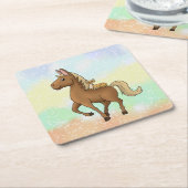 Pferd und Katze  スクエアペーパーコースター (アングル)