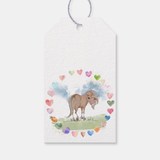 Pferde Geschenkanhänger mit süssem Pony und Herzen ギフトタグ (裏面)