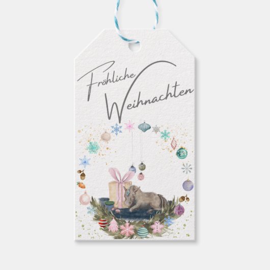 Pferde Geschenkanhänger Weihnachtsmotiv ギフトタグ (正面)