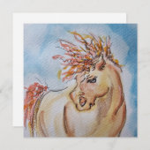Pferde Karte, Pferdebild Aquiarell, Grusskarte (正面/裏面)