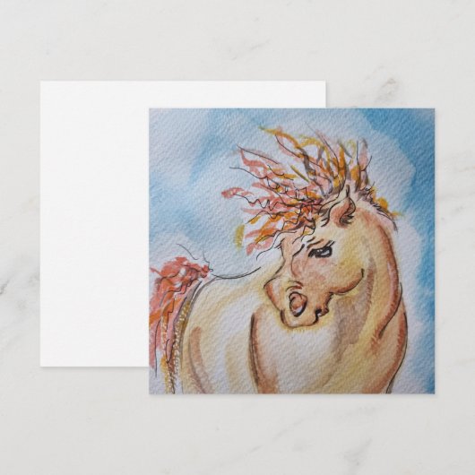 Pferde Karte, Pferdebild Aquiarell, Grusskarte (正面/裏面)