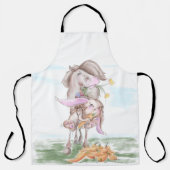 Pferde Kochschürtze Osterbild Pferd und Hase エプロン (正面)