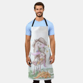 Pferde Kochschürtze Osterbild Pferd und Hase エプロン (着用した状態)