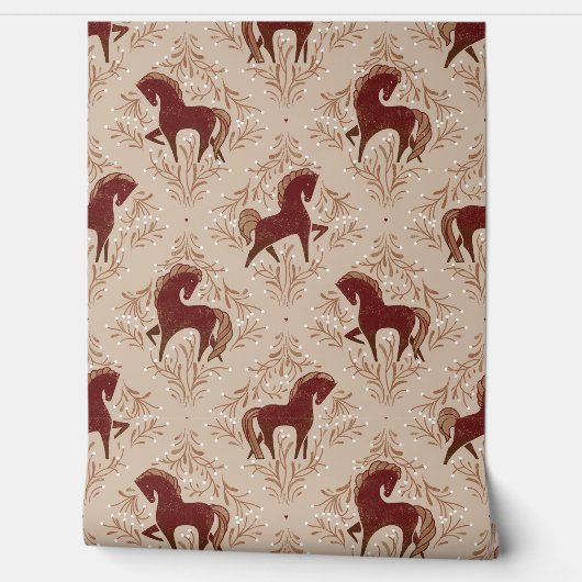 Pferde mit floral Elementen 壁紙 (ほどく)