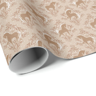 Pferde mit floralen Elementen ラッピングペーパー