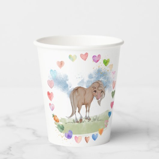 Pferde Pappbecher für Kindergeburtstag 紙コップ (正面)