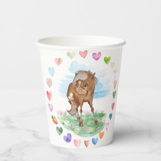 Pferde Pappbecher für Kindergeburtstag,Pferdemotiv 紙コップ (裏面)