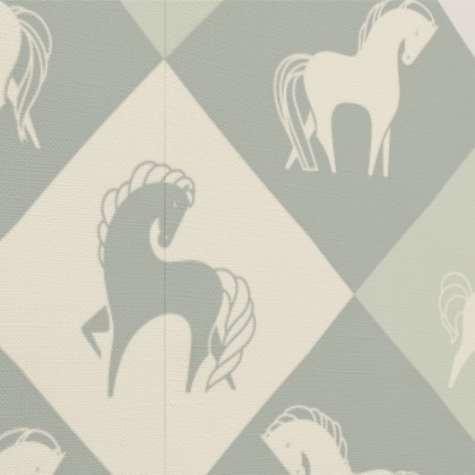 Pferde und Rautenmuster grau grün vanilla 壁紙 (縫い目)