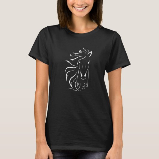 Pferdeliebe ハートと馬の頭 少女たち 馬に乗って tシャツ (正面)