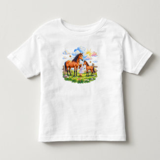Pferdeliebe auf der Blumenwiese トドラーTシャツ