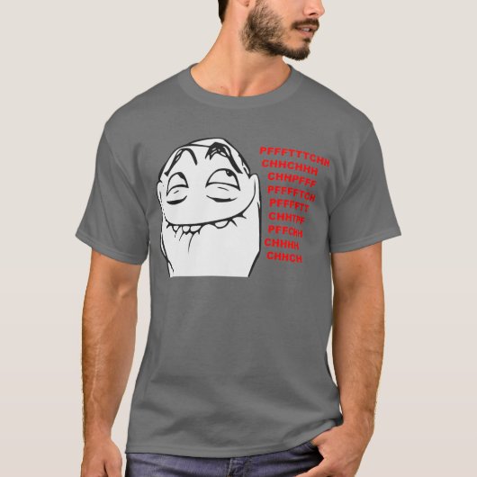 PFFTCHの笑う激怒の顔の漫画のミーム Tシャツ (正面)