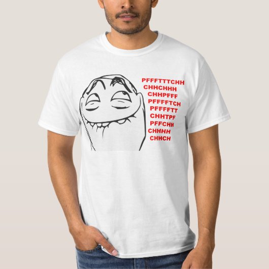 PFFTCHの笑う激怒の顔の漫画のミーム Tシャツ (正面)