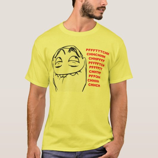PFFTCHの笑う激怒の顔の漫画のミーム Tシャツ (正面)