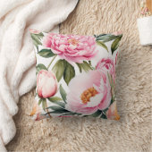 Pfingstrosen rosa - Aquarell-Design |  クッション (ブランケット)