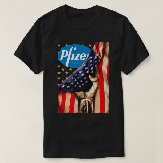 Pfizerロ素晴らしゴとアメリカ国旗のシャツ Tシャツ (デザイン正面)