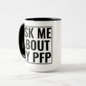 PFPプロ頼ファイルの写真NFTについておもしろい マグカップ (正面左)