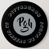 Pgh Yinzerブラックヴィンテージ服飾スナップメタル 缶バッジ (正面)