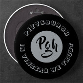 Pgh Yinzerブラックヴィンテージ服飾スナップメタル 缶バッジ
