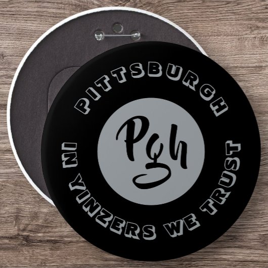 Pgh Yinzerブラックヴィンテージ服飾スナップメタル 缶バッジ