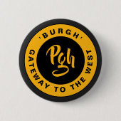 Pgh Yinzer Clasp Custom Black Gold Retro Button 缶バッジ (正面)