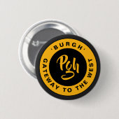 Pgh Yinzer Clasp Custom Black Gold Retro Button 缶バッジ (正面&裏面)
