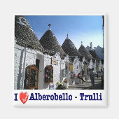 PGL024 ALBEROBELLO, TRULLI, Apulia,冷蔵庫 マグネット (正面)