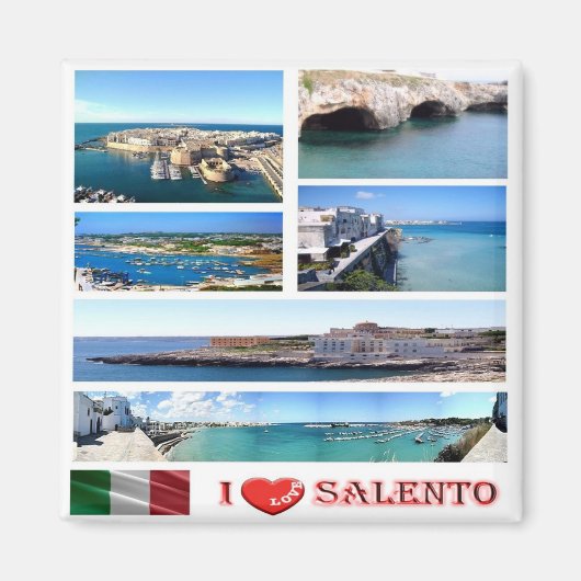 PGL025 SALENTO I Love, Apulia,イタリア,冷蔵庫 マグネット (正面)