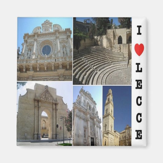 PGL031 LECCE, SALENTO, I Love, Apulia,冷蔵庫 マグネット (正面)