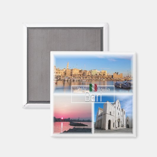 PGL043 BARI, sunset panorama Saint Nicholas冷蔵庫 マグネット (正面/裏面)