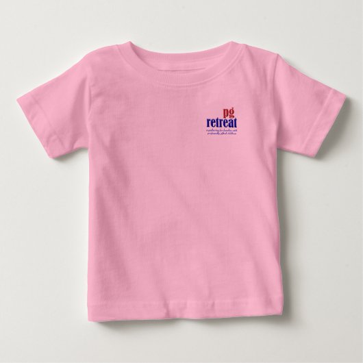 PGR, PG Retreat "食べる、寝る、リトリート" ベビーTシャツ (正面)