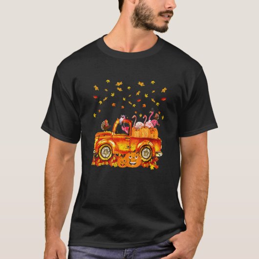 Ph感謝祭の巡礼者ハットフラミンゴとトルコ Tシャツ (正面)