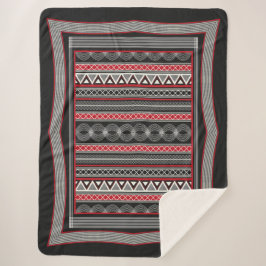 Phaistos Ritual: Minoan Black & Red Sherpa Blanket シェルパブランケット
