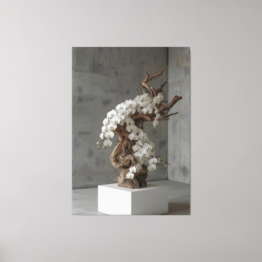 Phalaenopsis White × Driftwood – Ascending Flow キャンバスプリント (正面)