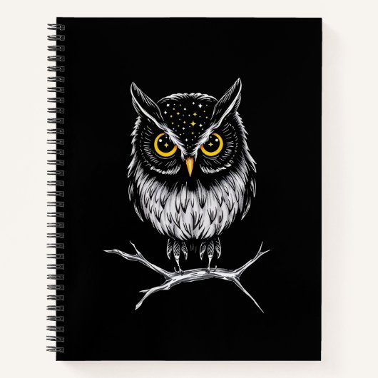 Phantom Owl Minimalist Line Art Notebook ノートブック (正面)