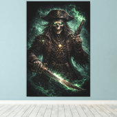 Phantom Pirate Skull – Dark Fantasy Reaper キャンバスプリント (インサイチュ (ウッドフロア))