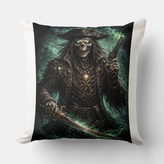 Phantom Pirate Skull – Dark Fantasy Reaper クッション (正面)