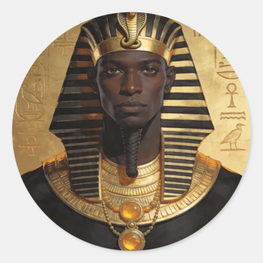 Pharaoh Energy — Ancient African King Modern Art  ラウンドシール (正面)