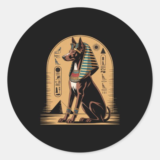 Pharaoh Hound Ancient Egyptian King Portrait Long  ラウンドシール (正面)