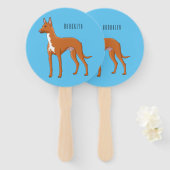 Pharaoh hound dog cartoon illustration ハンドファン (正面&裏面)