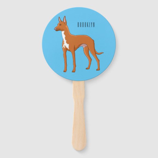 Pharaoh hound dog cartoon illustration ハンドファン (正面)